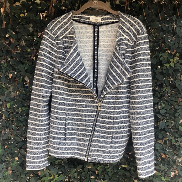 Lou & Grey  Specklestripe Moto Jacket Size Small - Picture 1 of 5